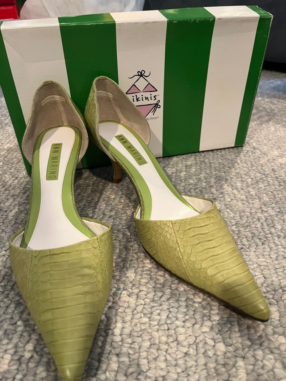 Ann Marino Chartreuse Light Green Pointed D'Orsay Heels